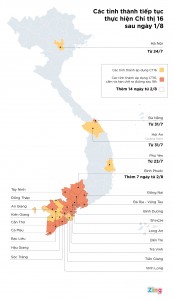 Địa phương nào tiếp tục giãn cách xã hội theo Chỉ thị 16?