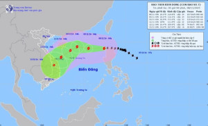 Bão Yinxing đang hướng vào biển Đông với sức gió giật cấp 17